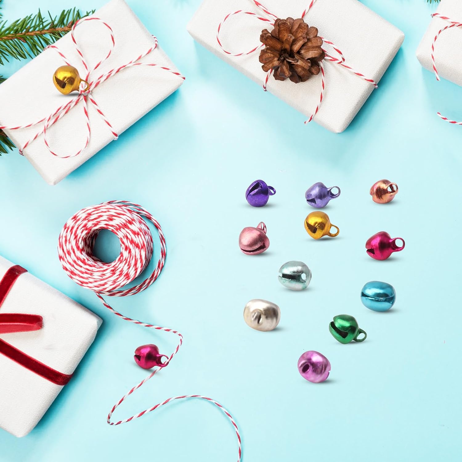 600PCS Multicolored Jingle Bells for Christmas Crafts