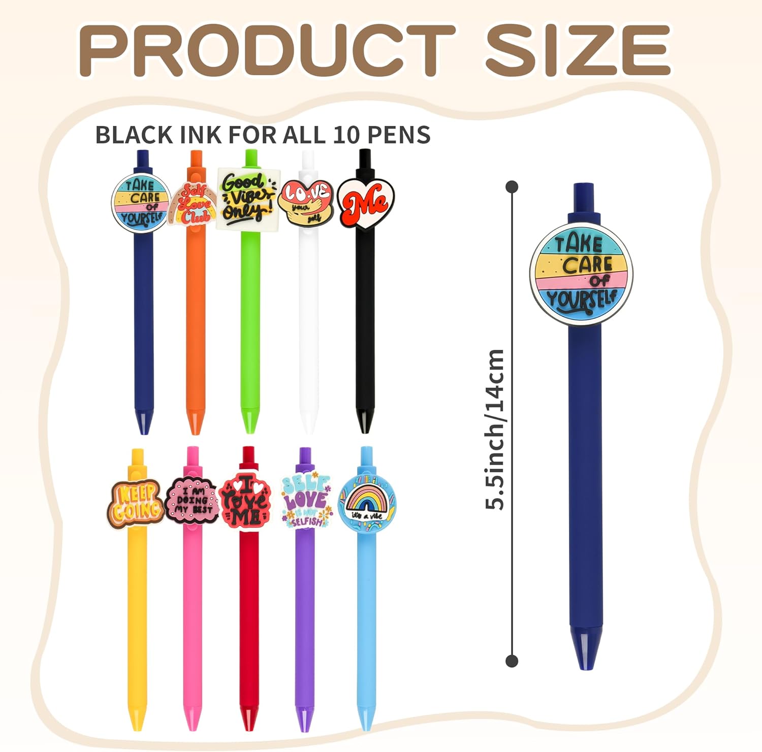 10Pcs Funny Ballpoint Pens with Motivational Quotes for Adults