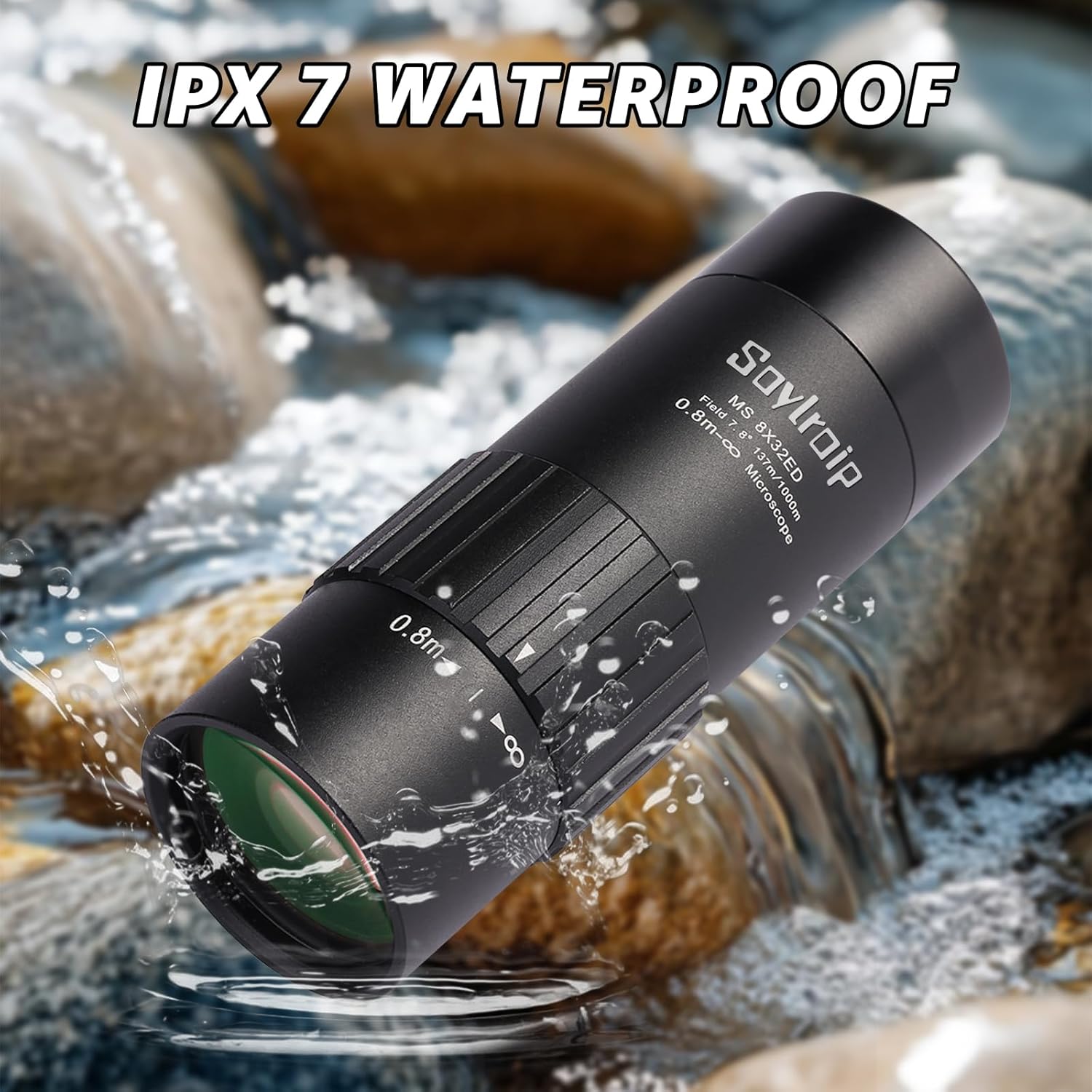 8x25 Compact Waterproof Monocular for Adults
