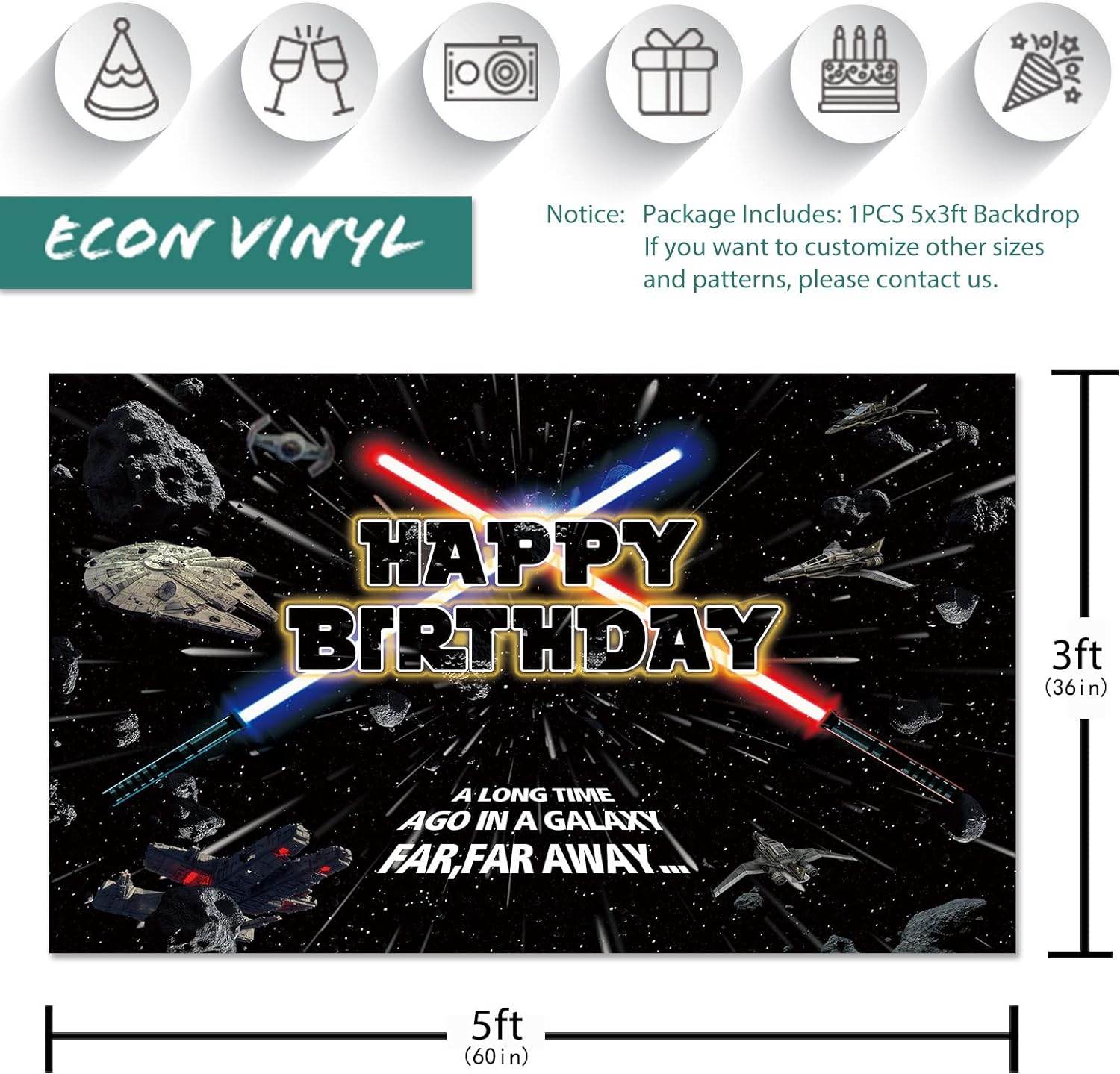 Seasonwood Galaxy Birthday Backdrop 5x3ft