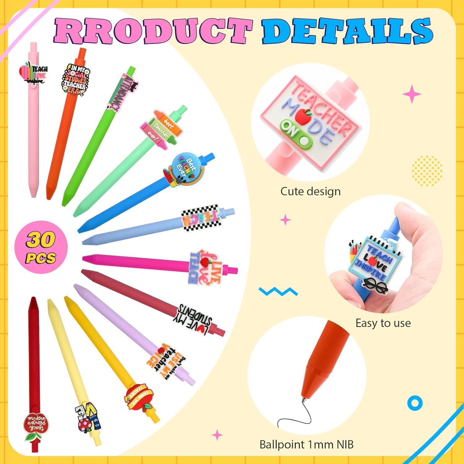 30 Pcs Funny Teacher Ballpoint Pens Back to School Gifts