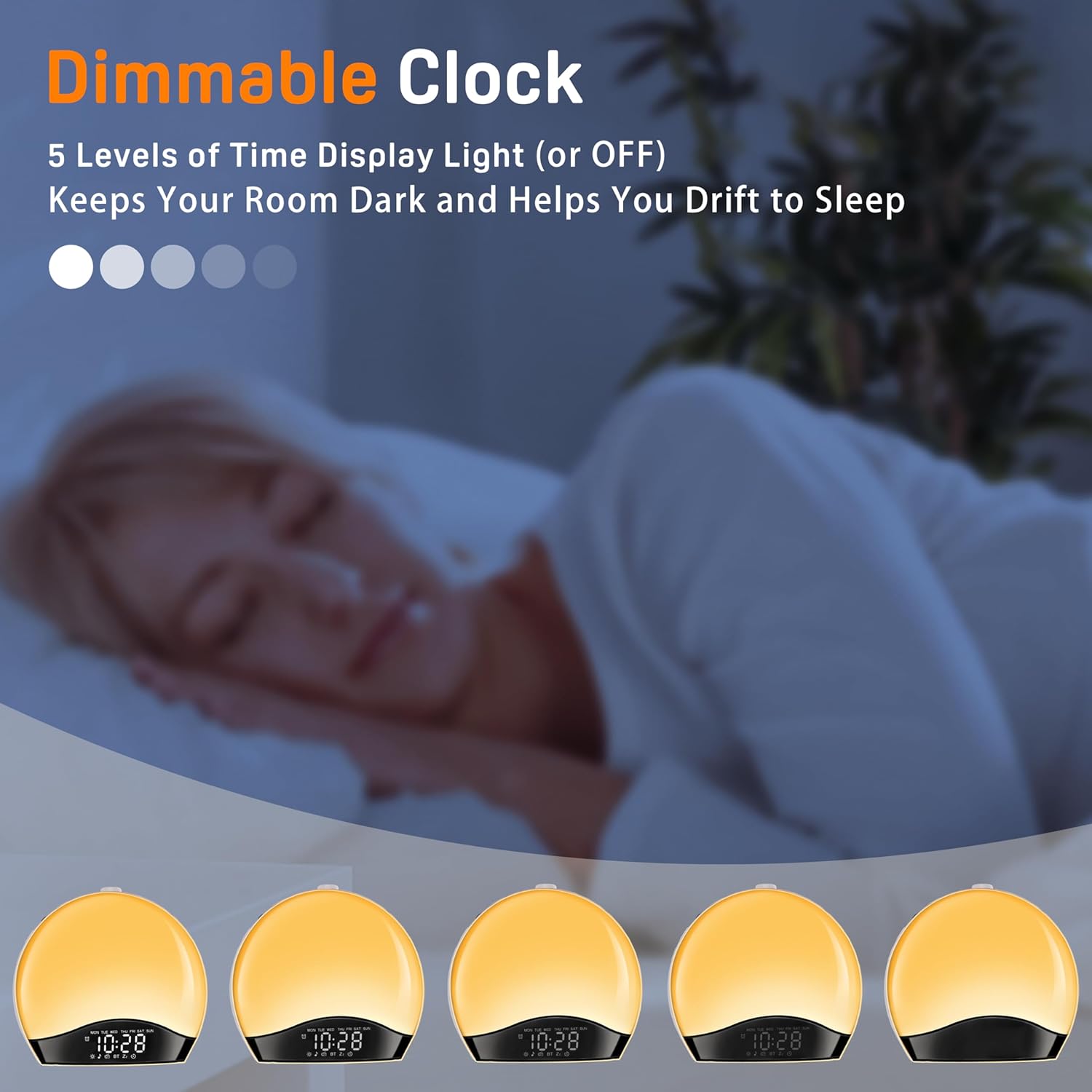 JALL Sunrise Alarm Clock with 25 Sounds and 17 Night Lights