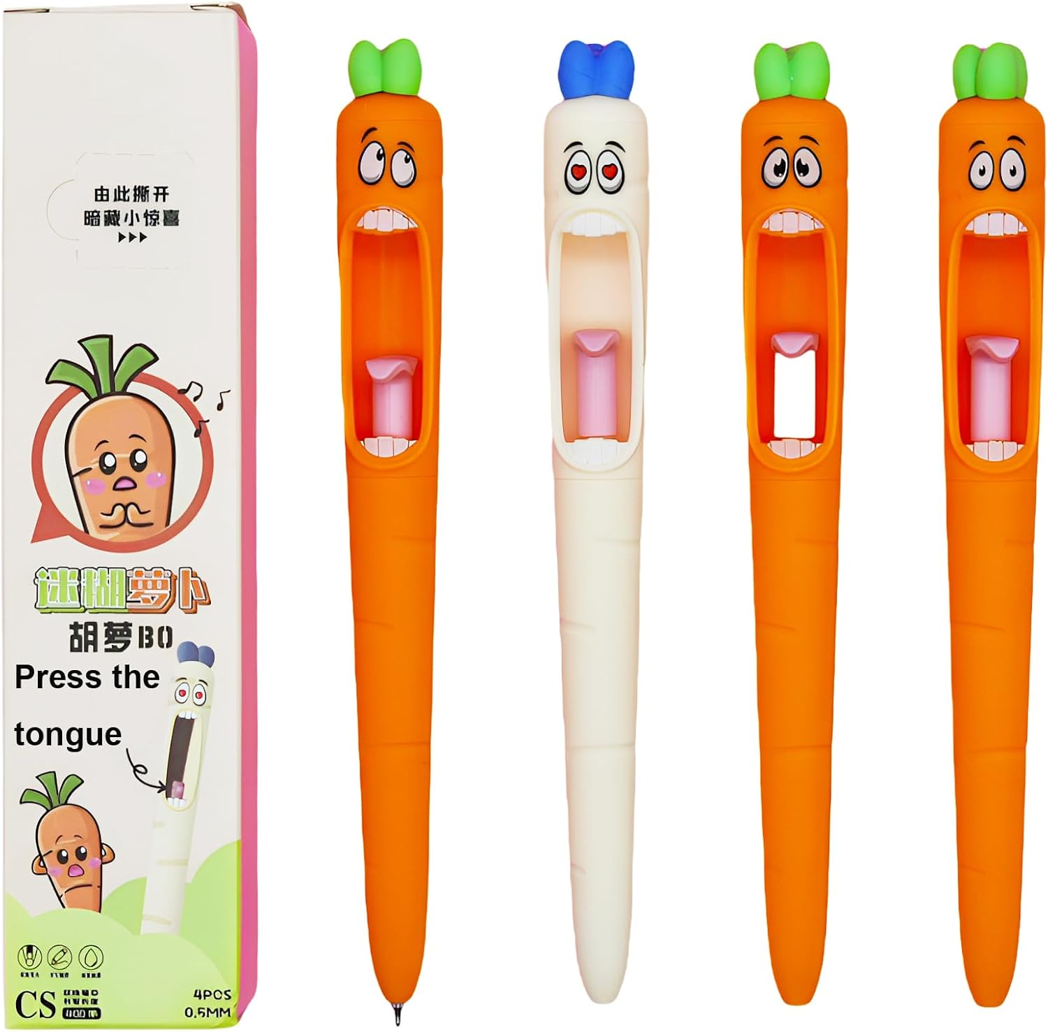 Maydahui 8 Pcs Funny Screaming Carrot Gel Pens