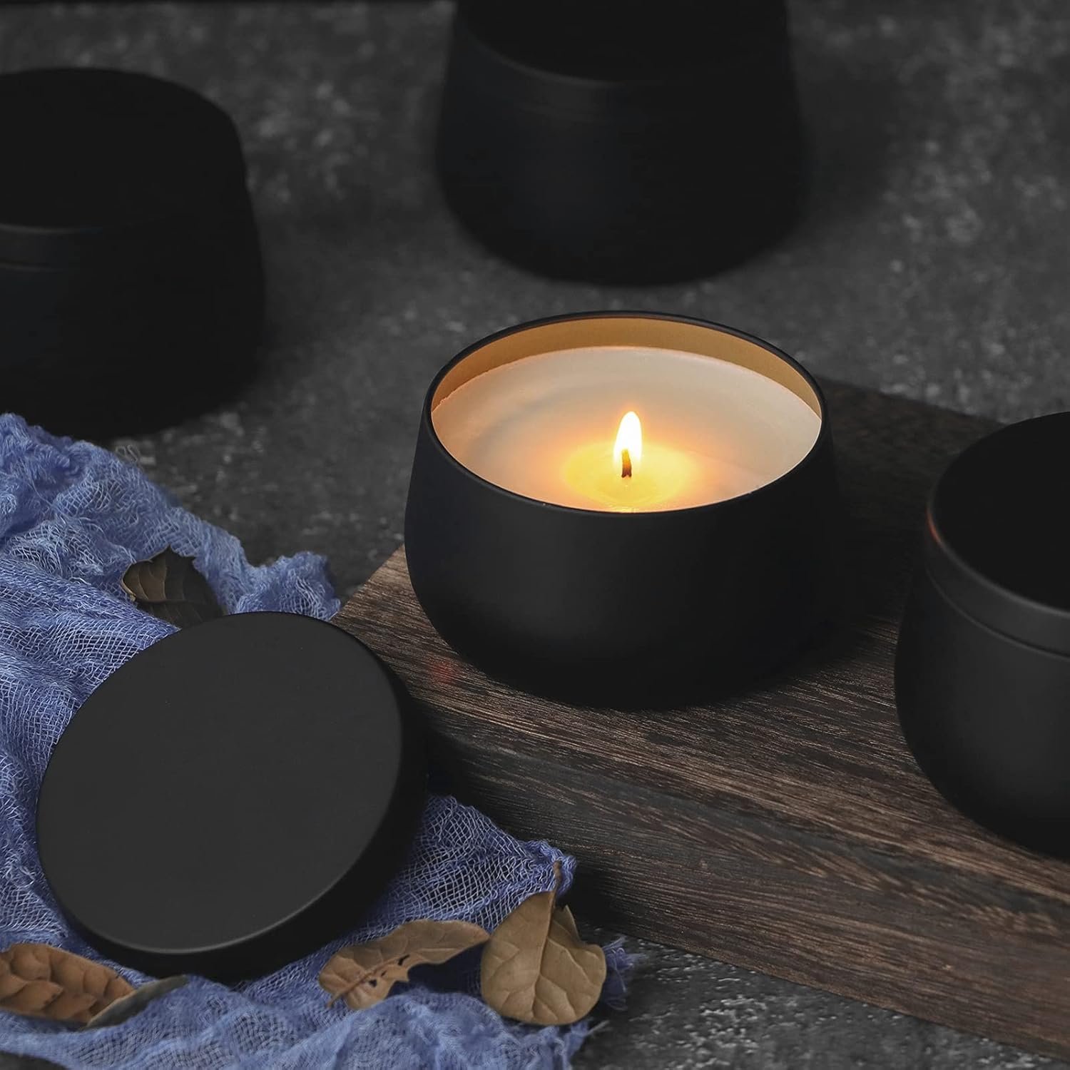 24 Pack 8oz Black Candle Jars With Lids