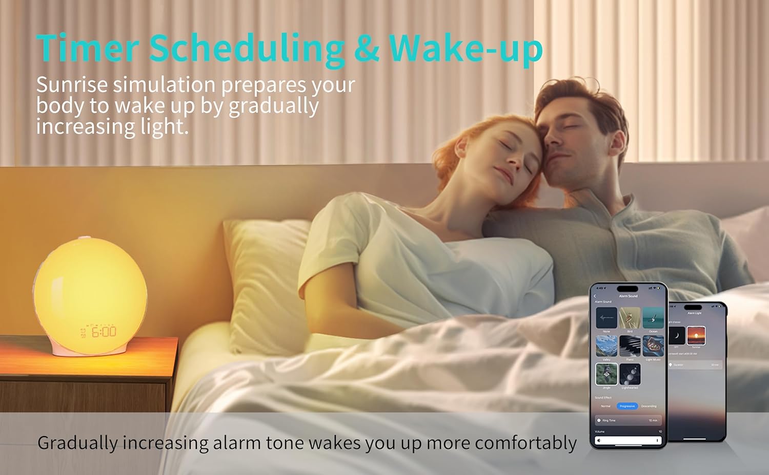 MOMILLA Smart Sunrise Alarm Clock with FM Radio and Sunset Light