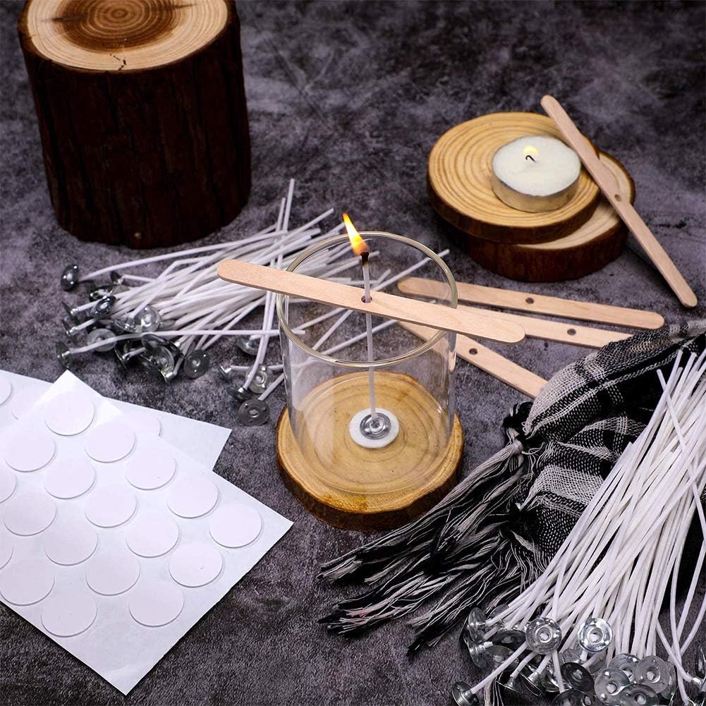 Antunihood Candle Wicks 100 Pcs with 60 Stickers and 10 Wooden Holders