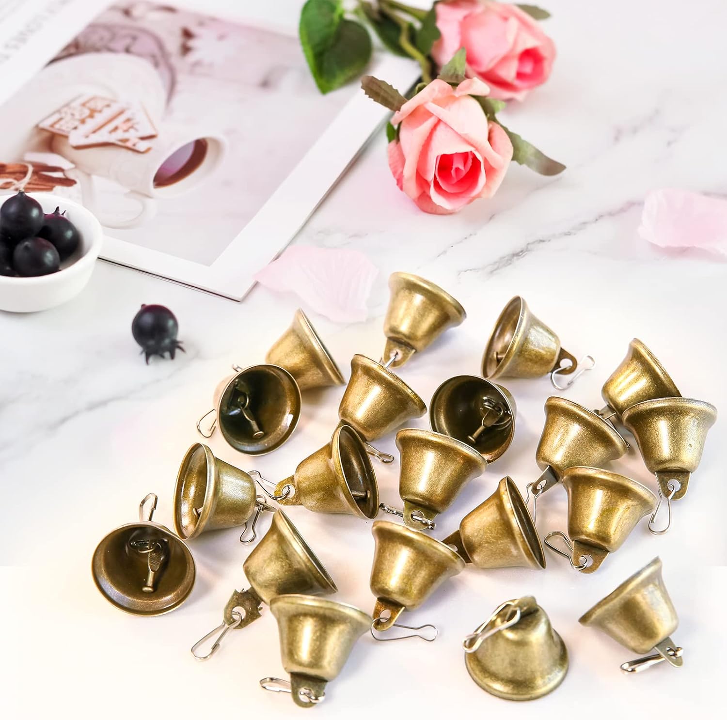 20PCS Brass Craft Bells with Spring Hooks