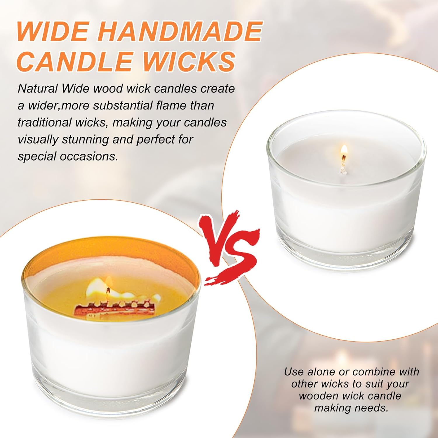 PATIKIL 10 Set Wood Wicks for Candle Making with Metal Clamps
