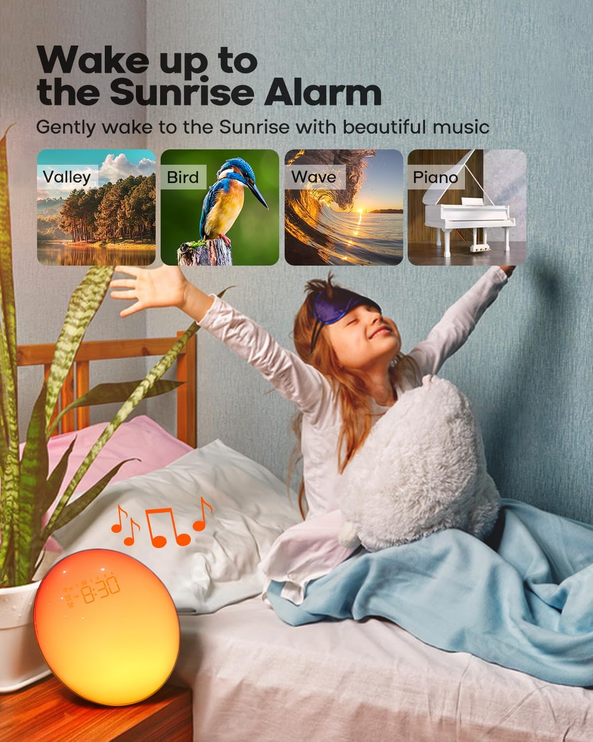 Dekala Smart Sunrise Alarm Clock with Wake Up Light and White Noise