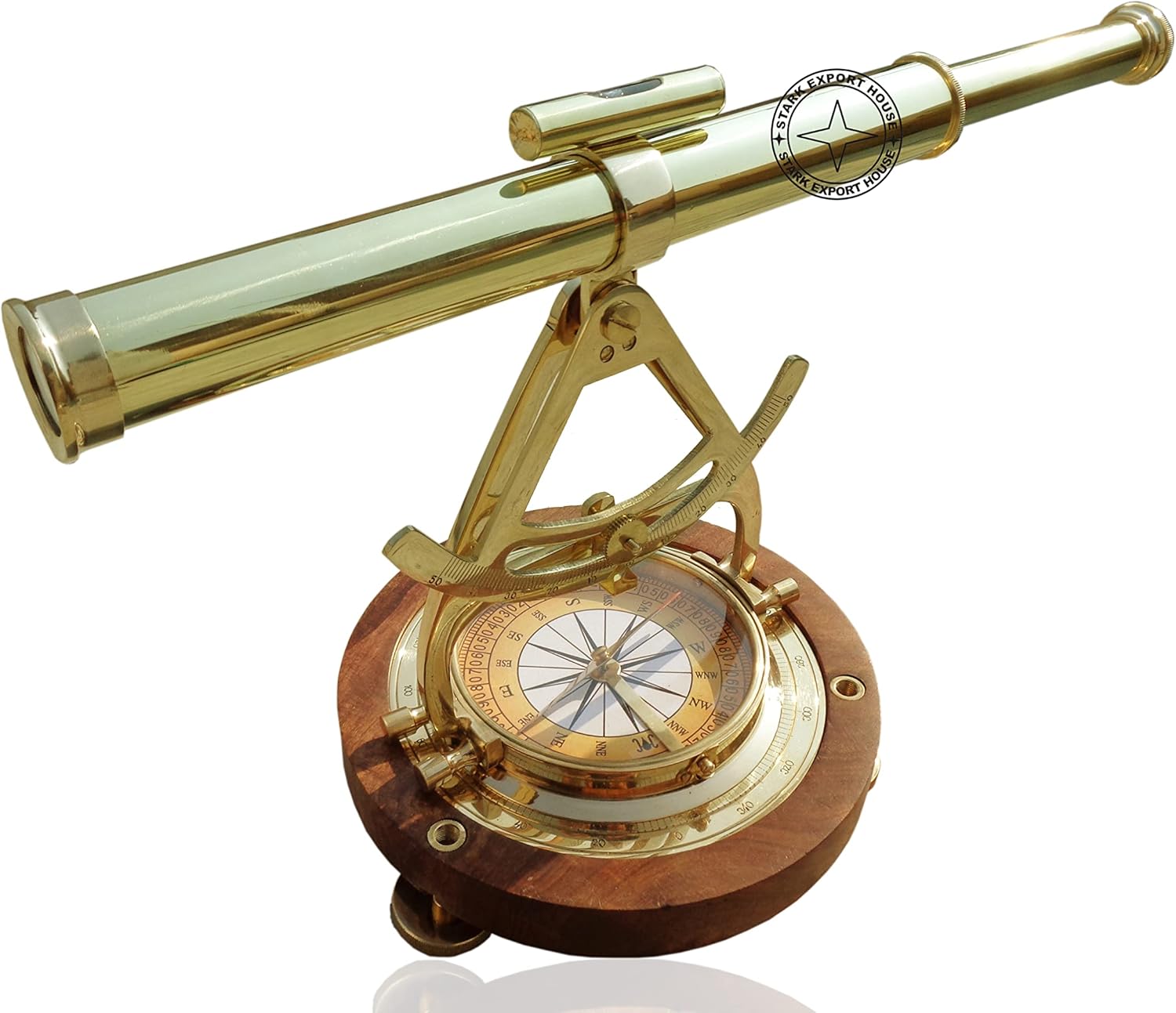 Stark Export House Brass Alidate Chrome Telescope Binoculars with Compass