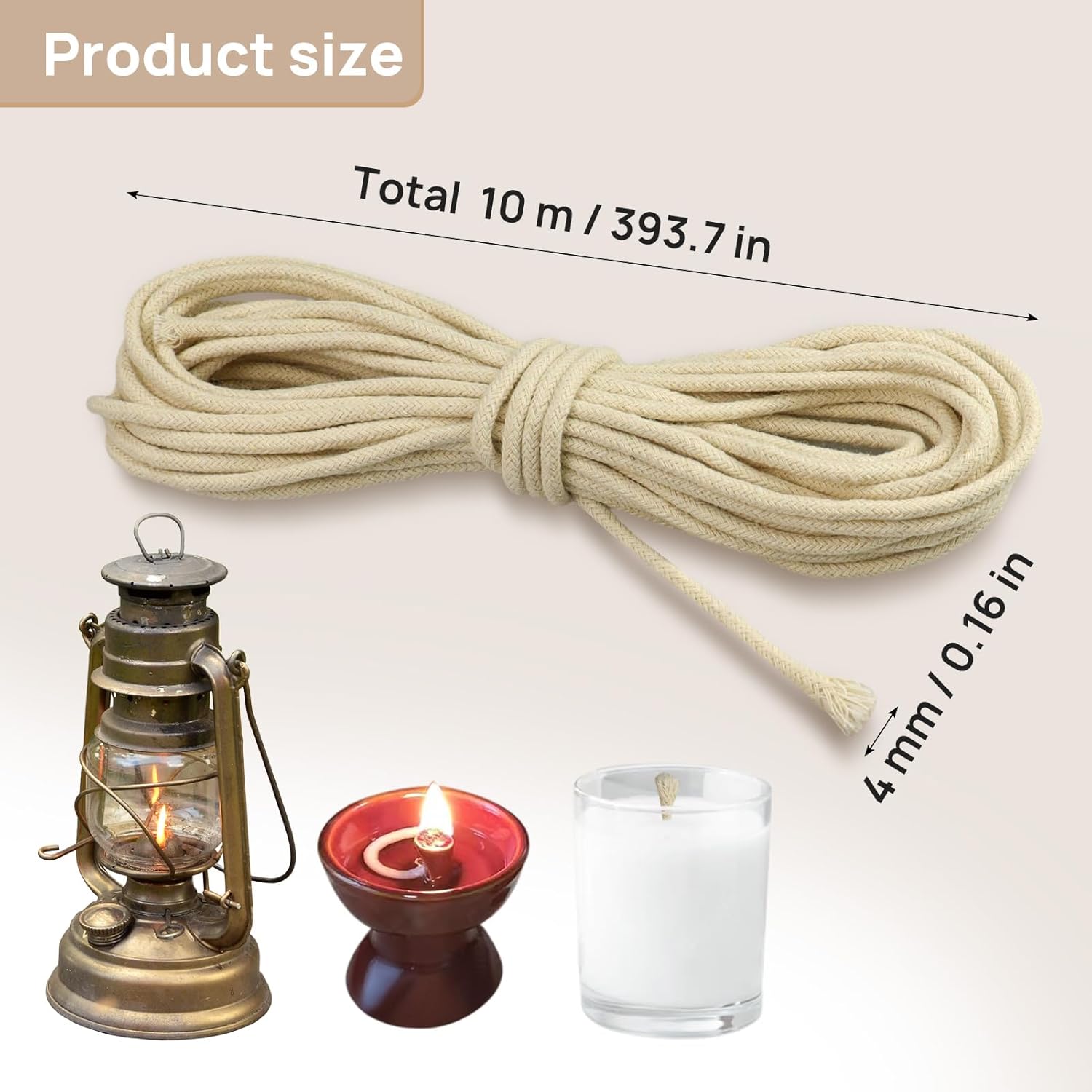 328 Ft Braided Cotton Candle Wicks for Kerosene Alcohol Lamps