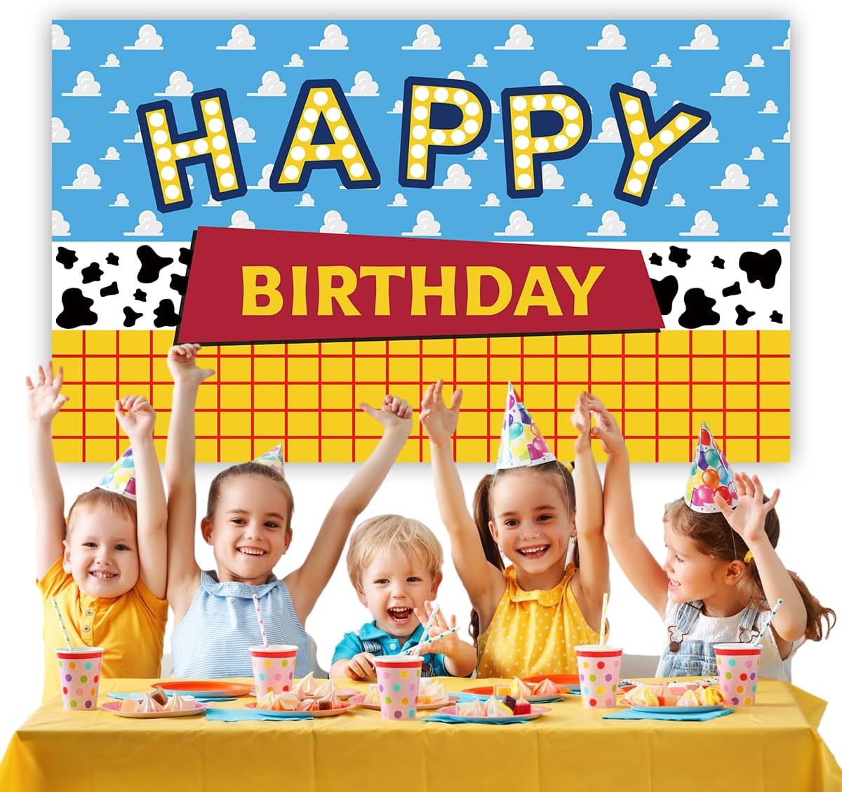 Cartoon Story Birthday Backdrop 5X3FT