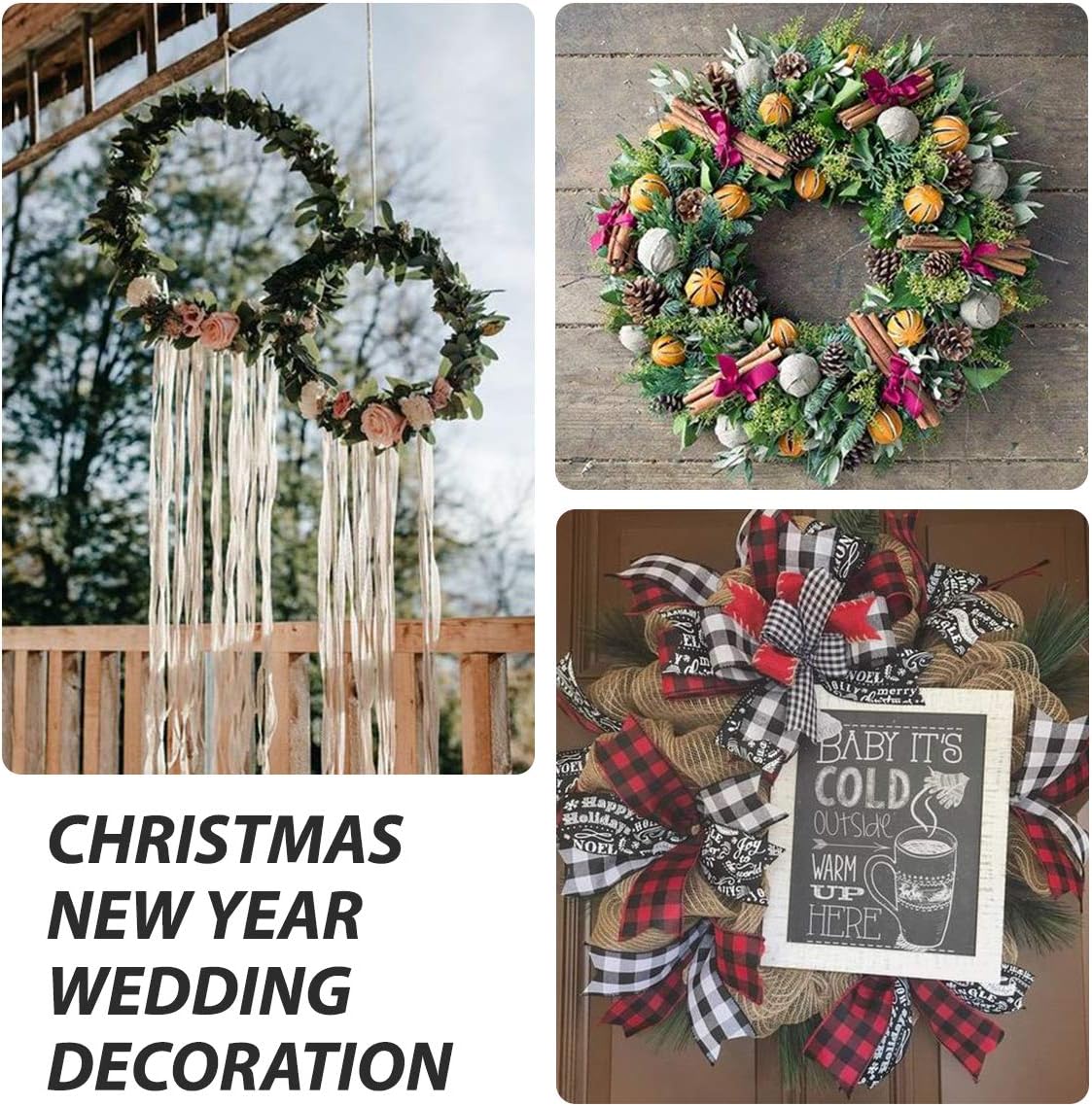 6 Pack 14 Inch Metal Wreath Frame with Hooks and Burlap