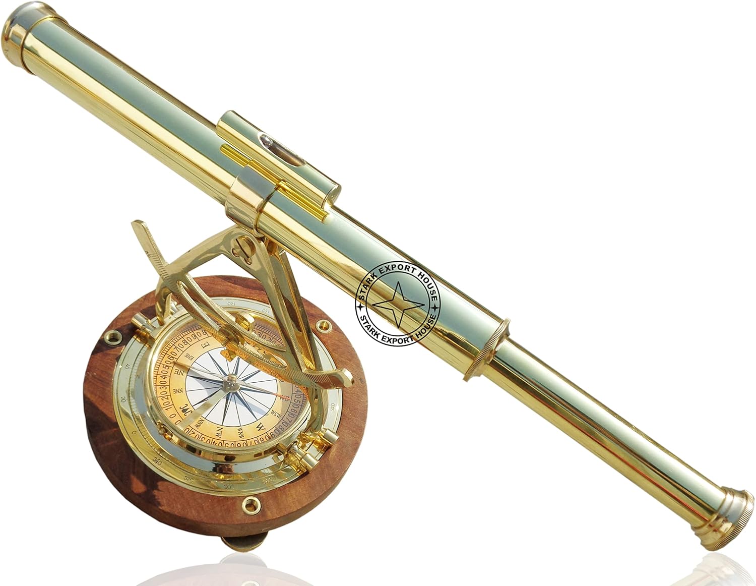 Stark Export House Brass Alidate Chrome Telescope Binoculars with Compass