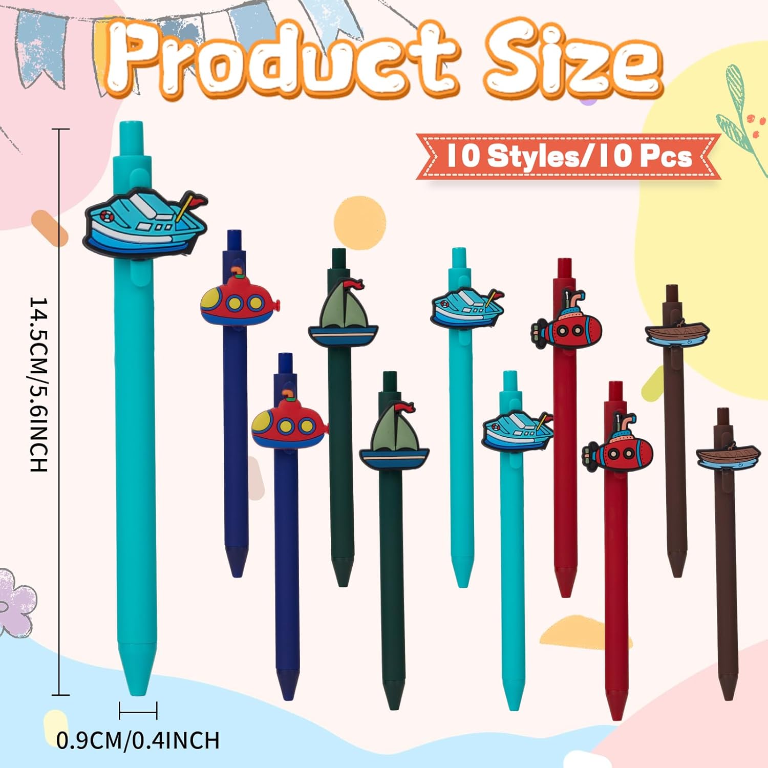 10 Pcs Ship Theme Ballpoint Pens for Kids and Office Use