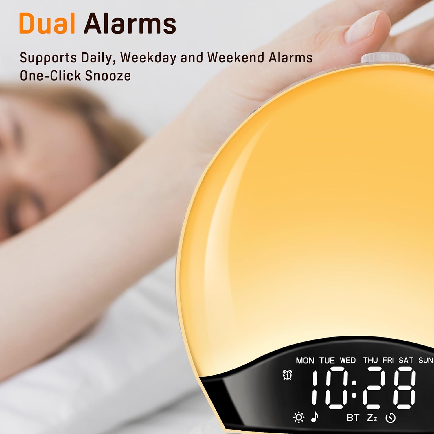 JALL Sunrise Alarm Clock with 25 Sounds and 17 Night Lights
