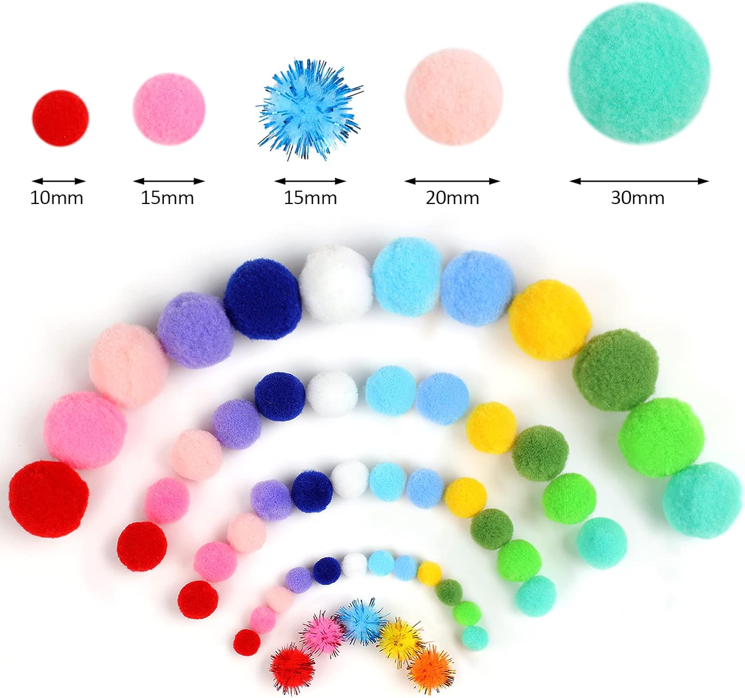 Phinus 900PCS Multicolor Pom Poms for Crafts