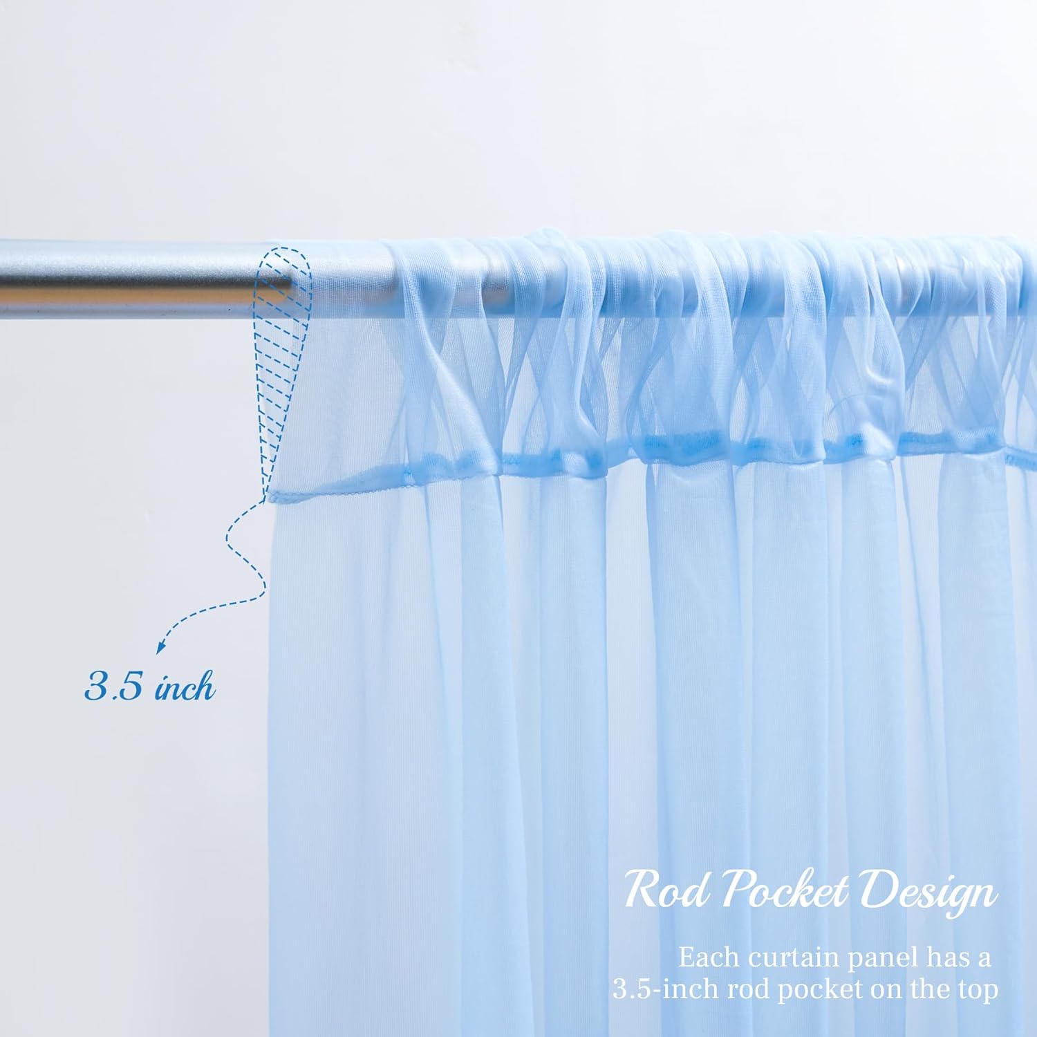 10x10ft Baby Blue Tulle Backdrop with String Lights for Parties