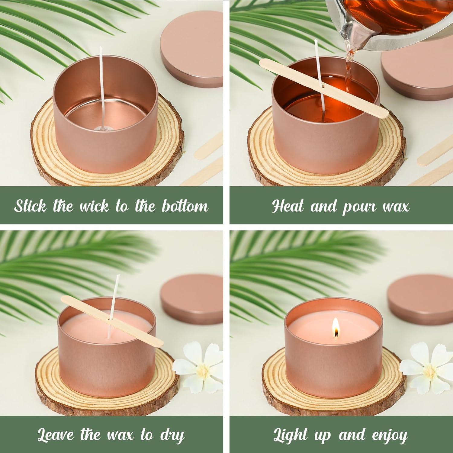 SUPMIND 48 Pack Rose Gold Candle Tins with Lids for Candle Making