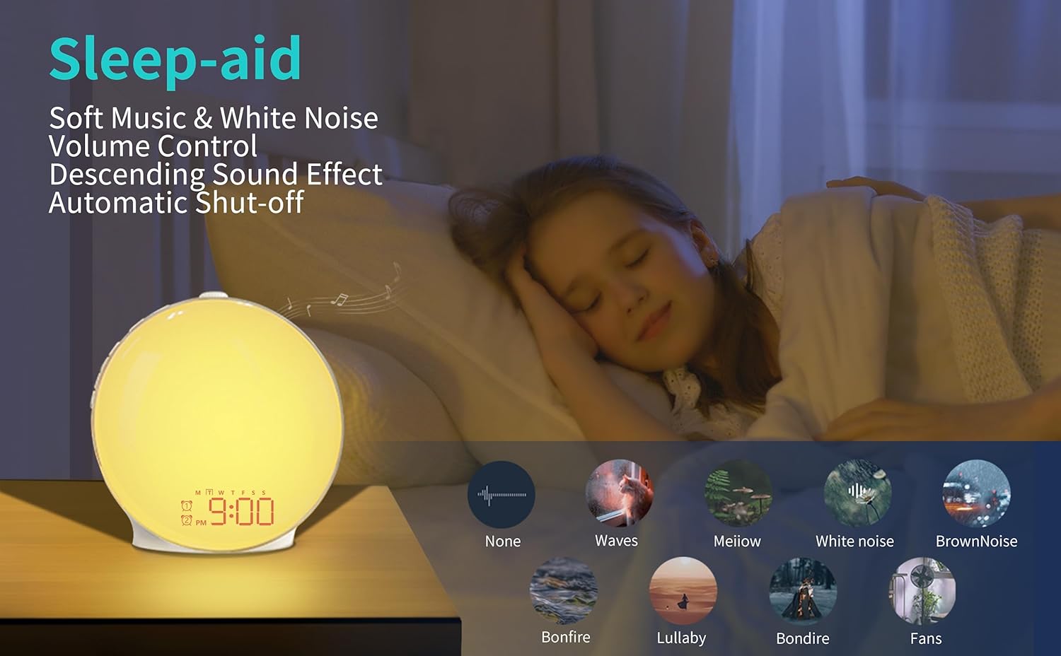 MOMILLA Smart Sunrise Alarm Clock with FM Radio and Sunset Light