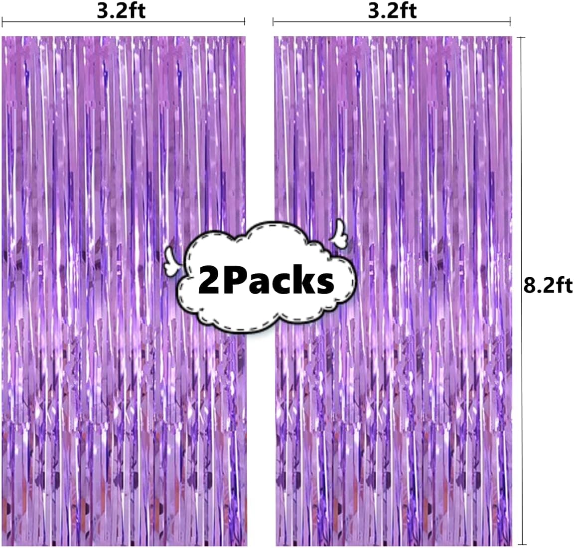 Light Purple Fringe Curtain Set 2pcs 32ft x 82ft