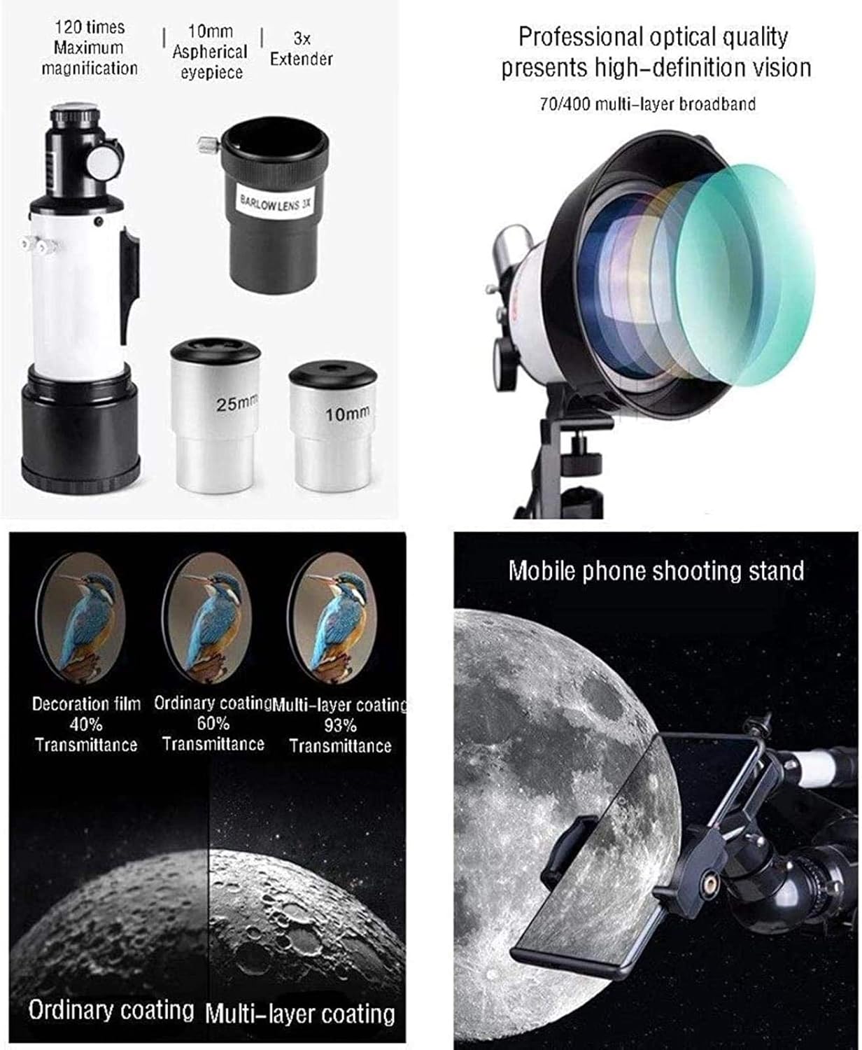 Kids Astronomy Telescope with 70mm Aperture and 400mm AZ Mount