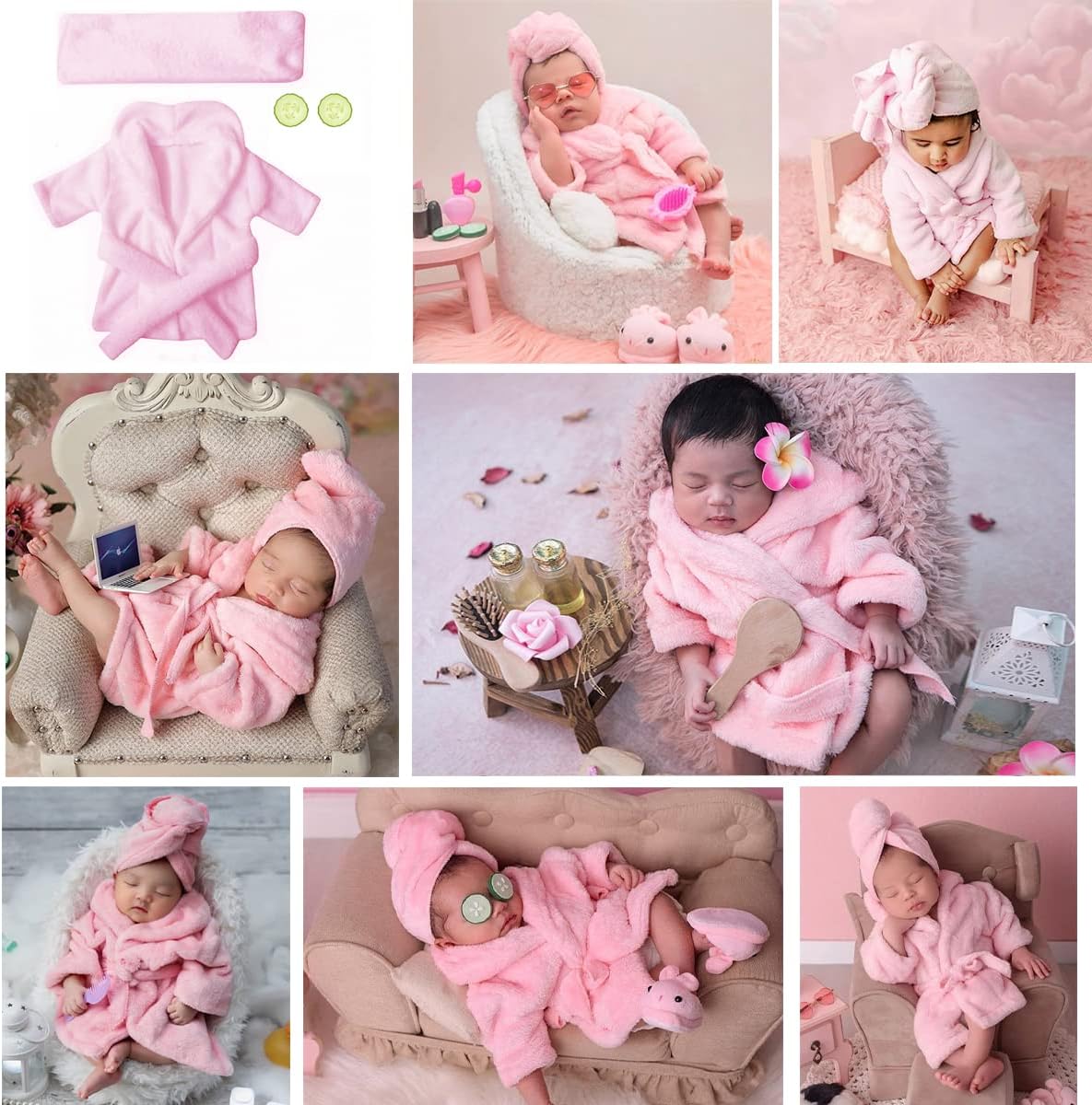 Soft MG House Baby Bathrobe Photography Set