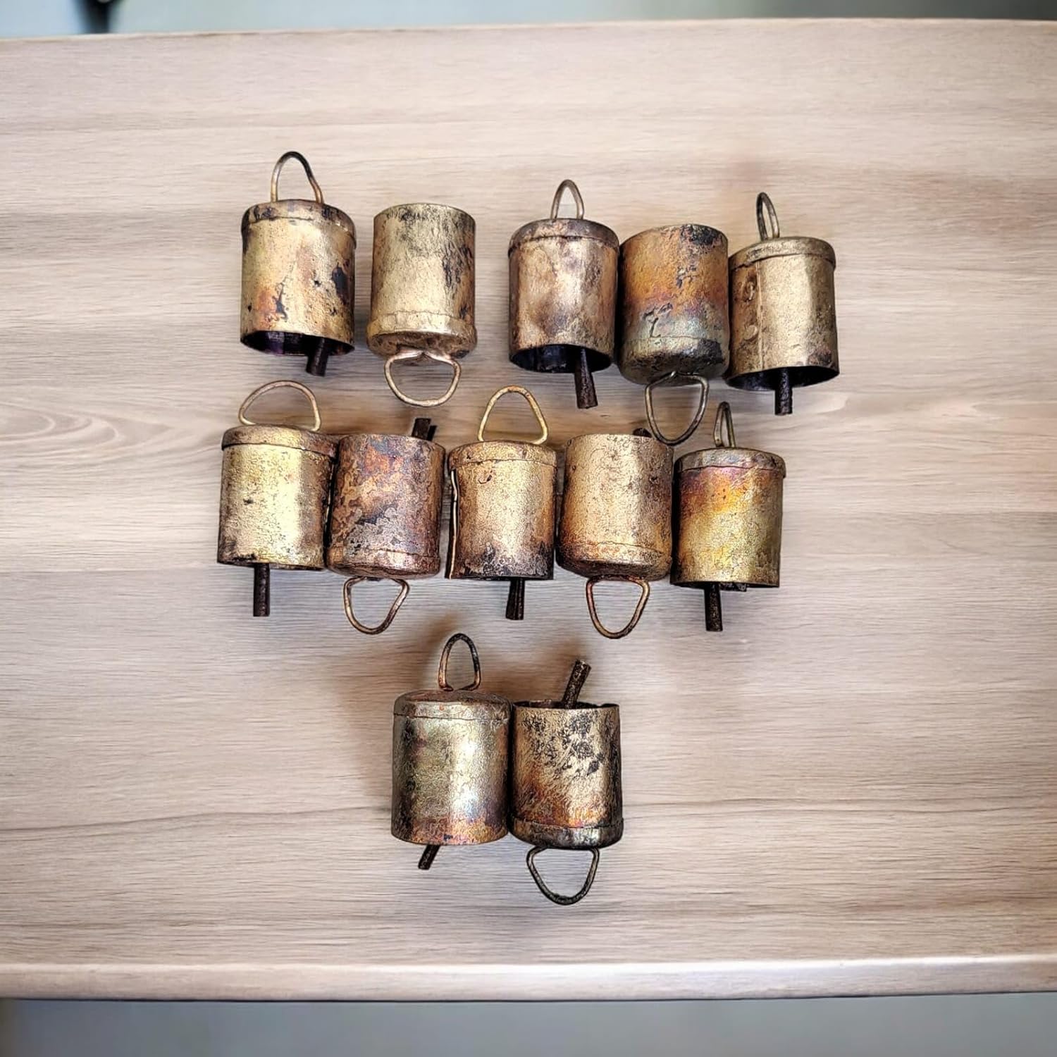 Rustic Iron Bells 2-Inch Set of 12 Antique Gold