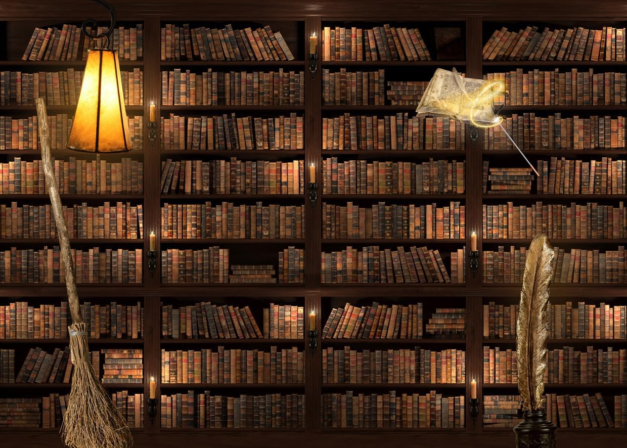 Alltten 7x5FT Magic Bookshelf Halloween Backdrop