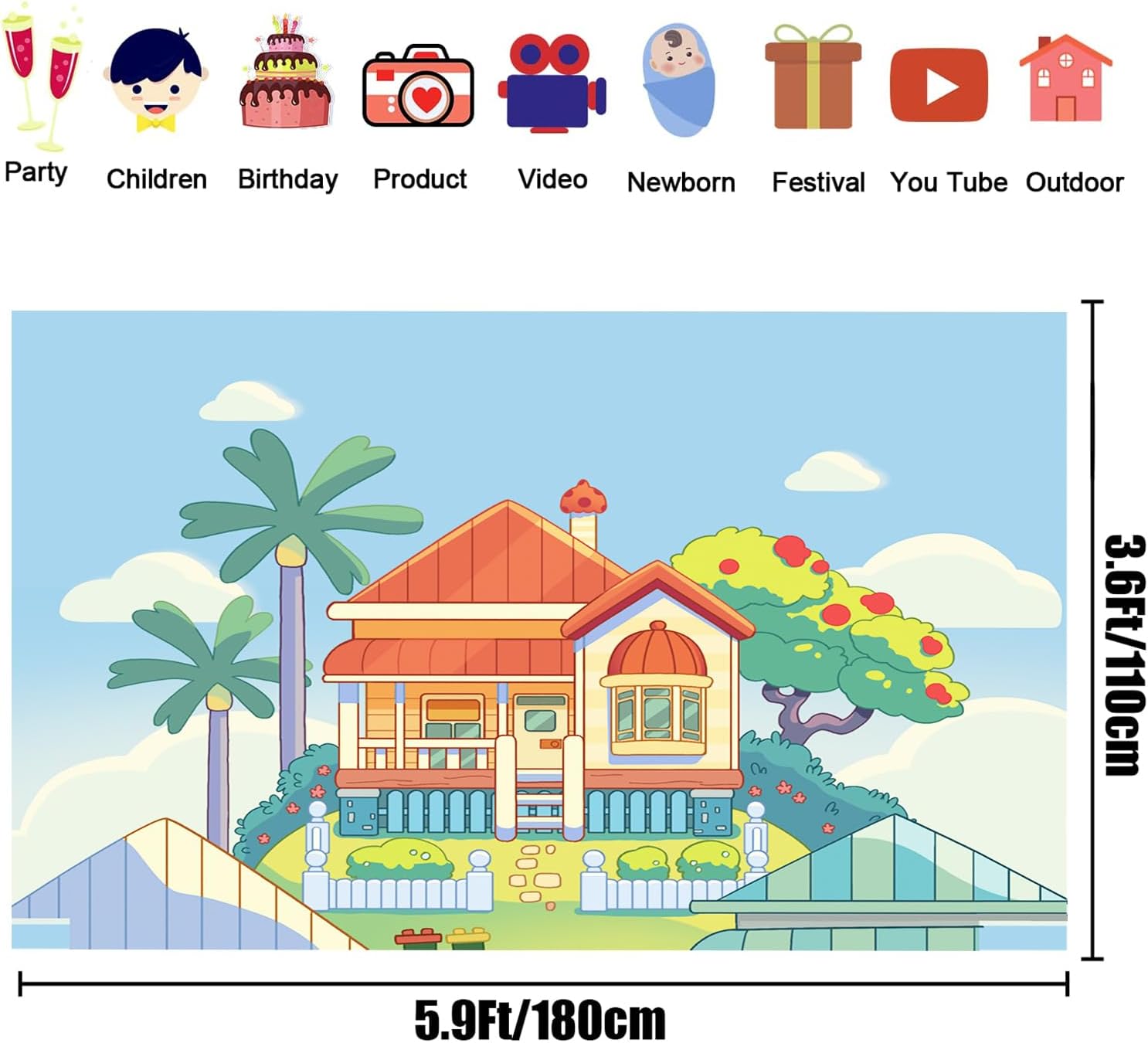 Pinkstep Happy Birthday Cartoon Backdrop for Kids