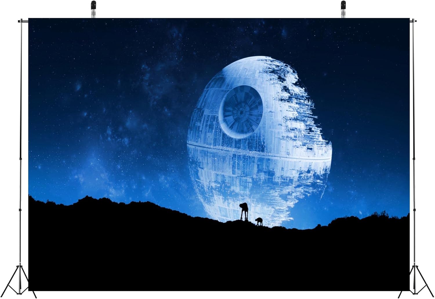 BELECO 7x5ft Fabric Blue Death Star Backdrop for Photography