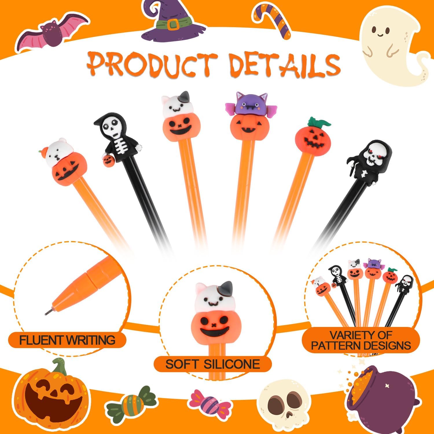 LOMIMOS 30 Pcs Halloween Gel Ink Pens