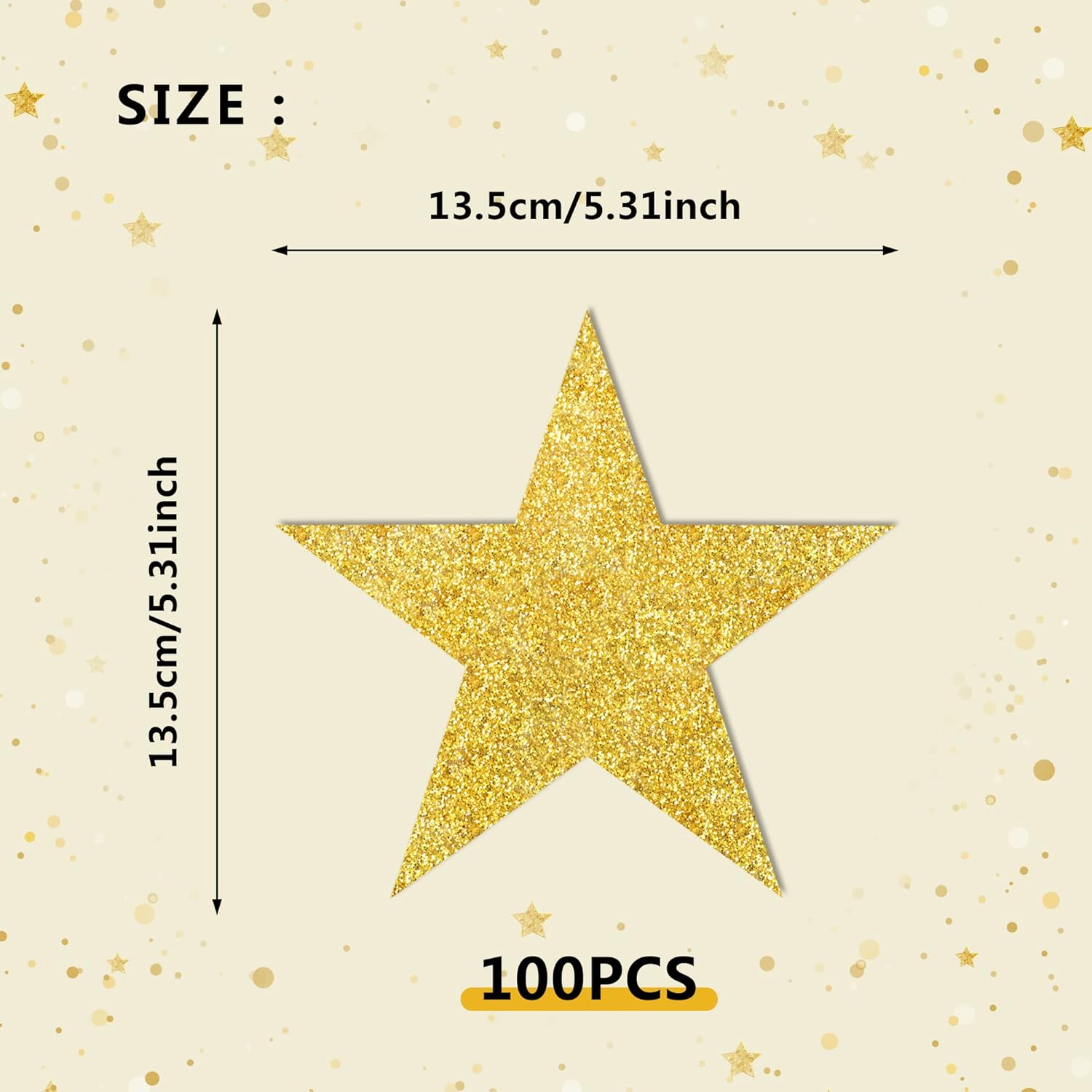 100 PCS Glitter Gold Star Cutouts for Party Decorations