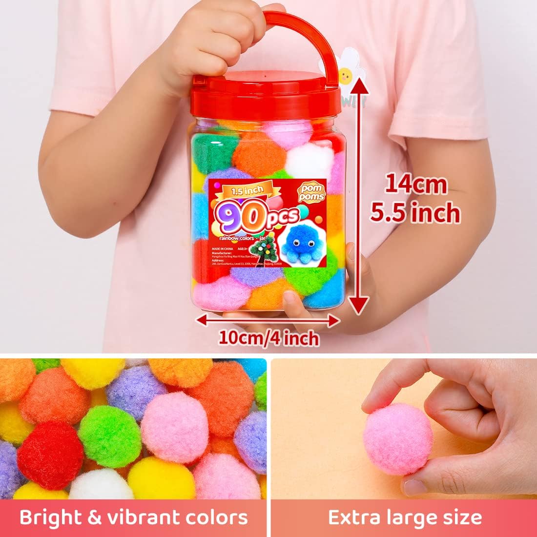 IOOLEEM 90pcs 15 Inch Orange Pom Poms for Crafts