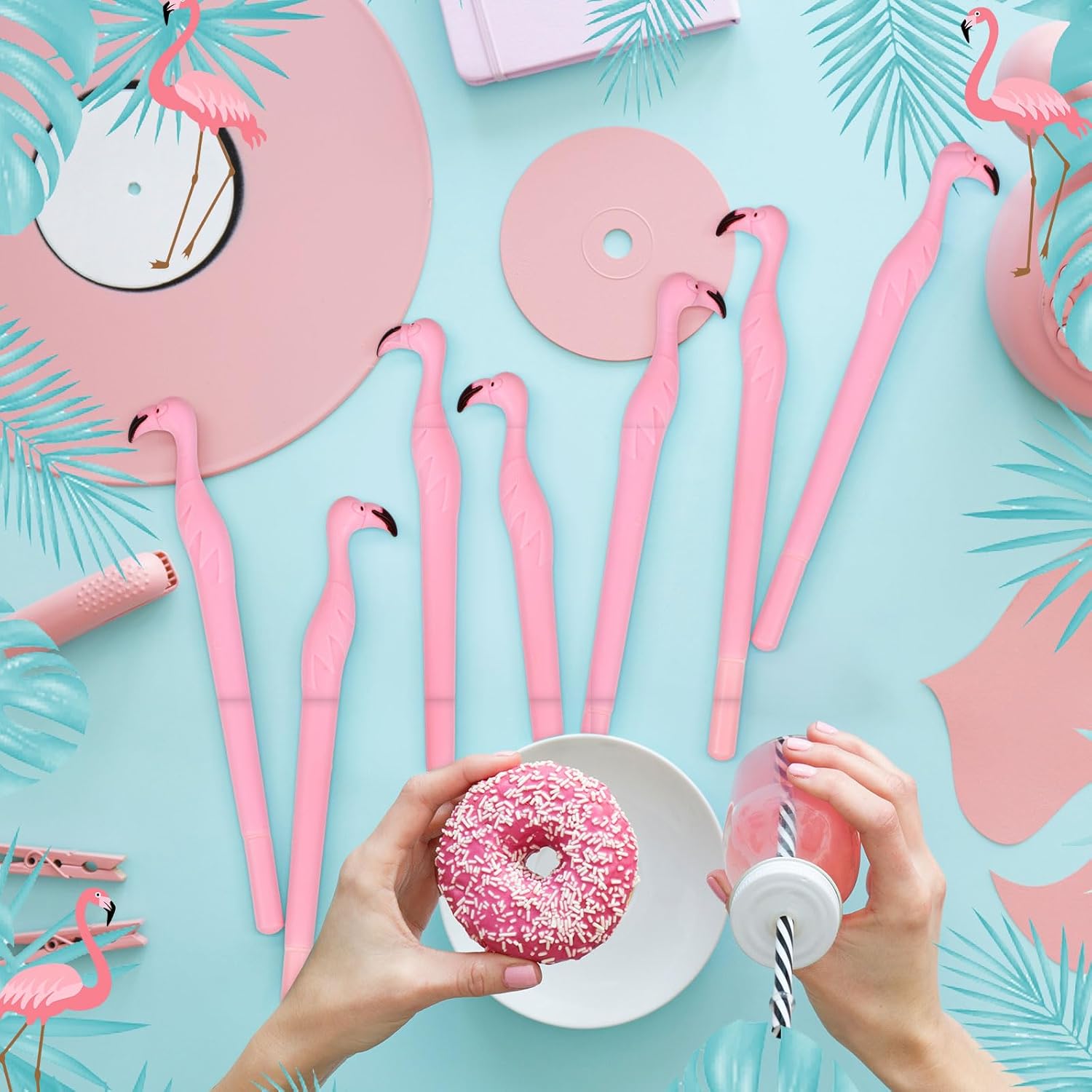 Fulmoon 40 Pcs Cute Pink Flamingo Gel Pens