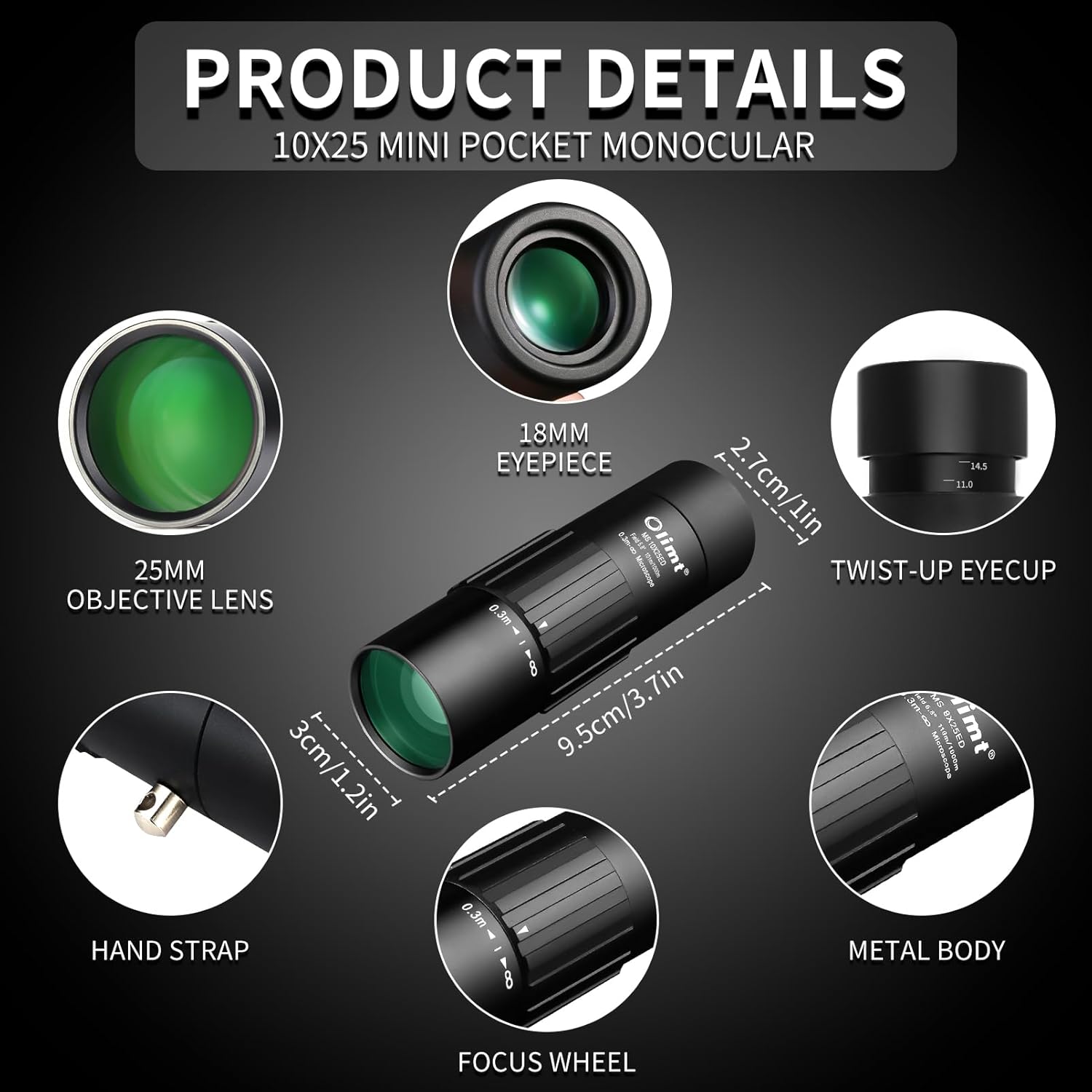 10x25 Waterproof Fogproof Monocular Telescope