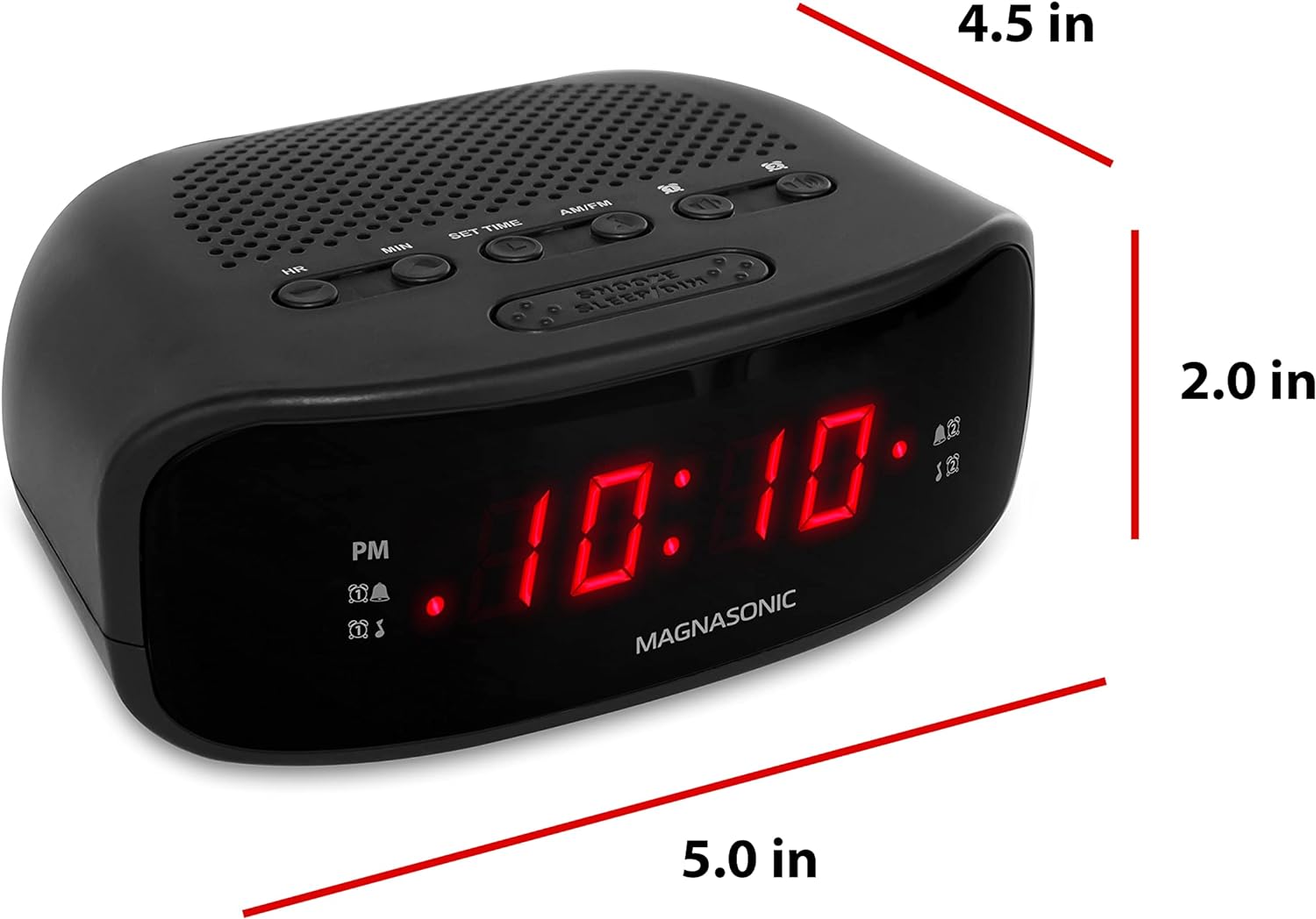 Magnasonic Digital AM FM Clock Radio with Dual Alarm and Sleep Function