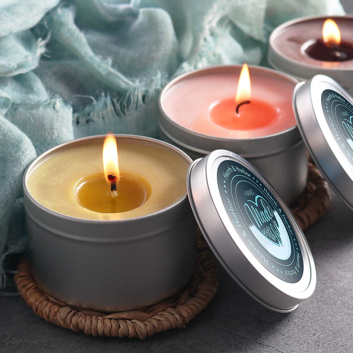 Hearth Harbor Tin Candle Jars - 8 Ounces 24 Pieces Artistic Floral