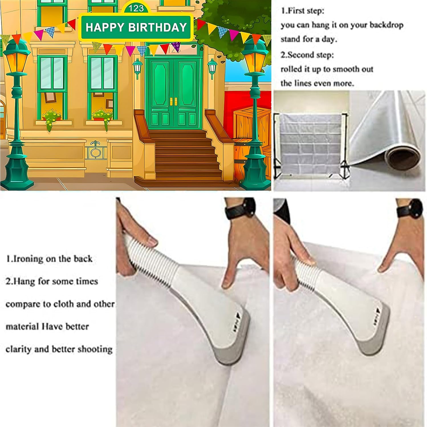 Happy Birthday Cartoon Street Theme Brick Wall Photo Background