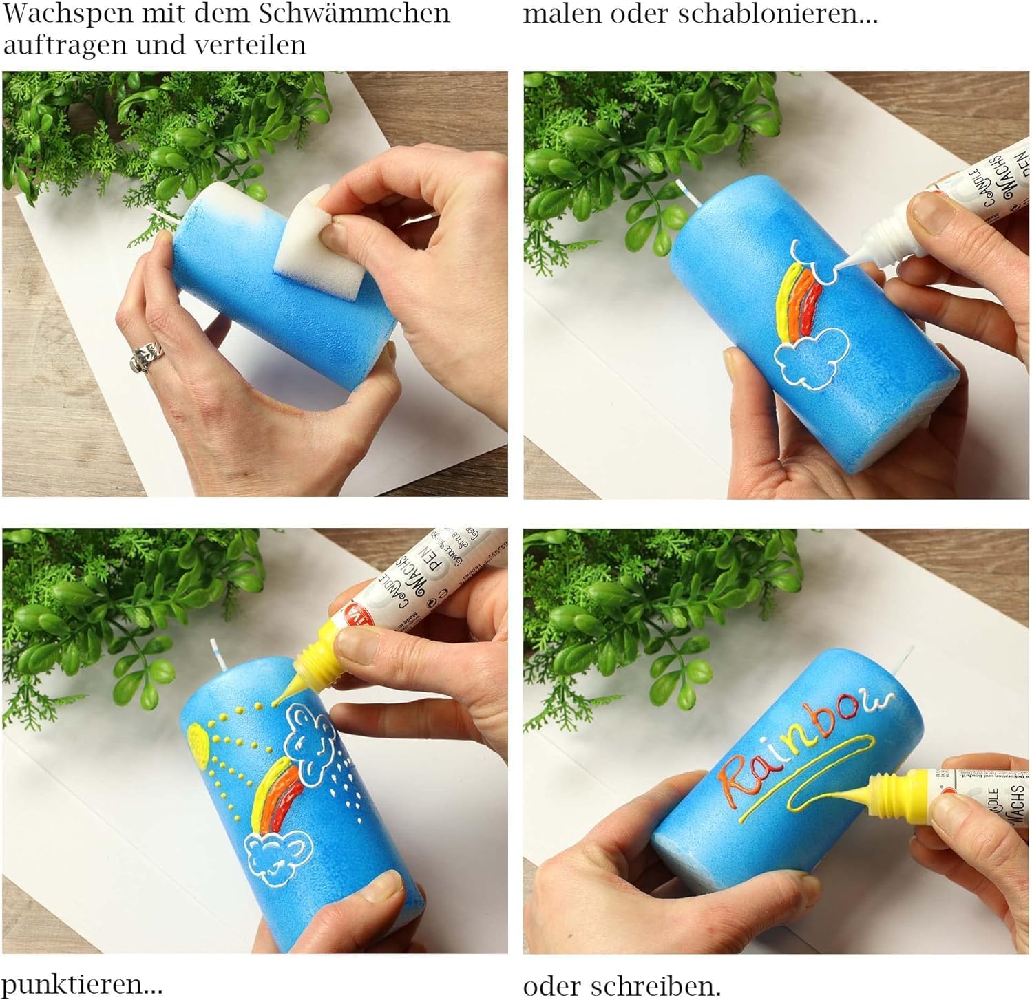 LM-Kreativ Rainbow Candle Painting Kit - 6 Pens for DIY Candle Art