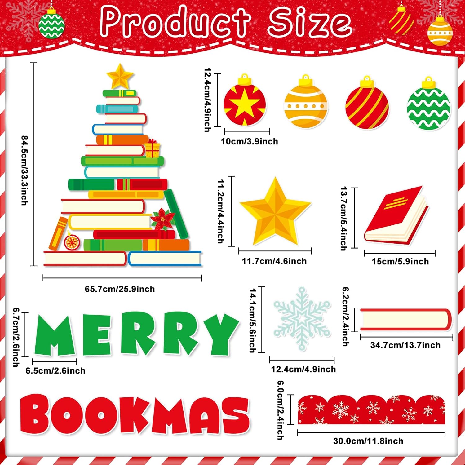 Christmas Bulletin Board Decoration Set with 74pcs Decorations