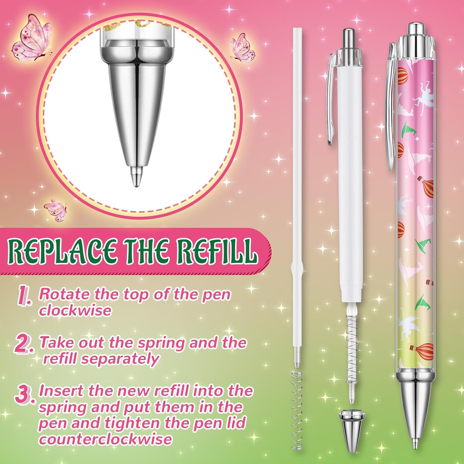 24 Pcs Witch Themed Ballpoint Pens Halloween Party Favors