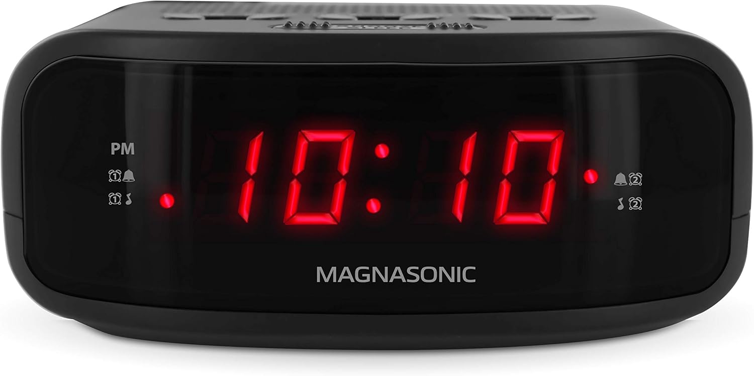 Magnasonic Digital AM FM Clock Radio with Dual Alarm and Sleep Function