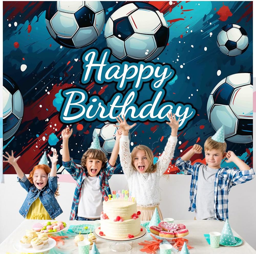 Soccer Birthday Banner Backdrop 5x3ft