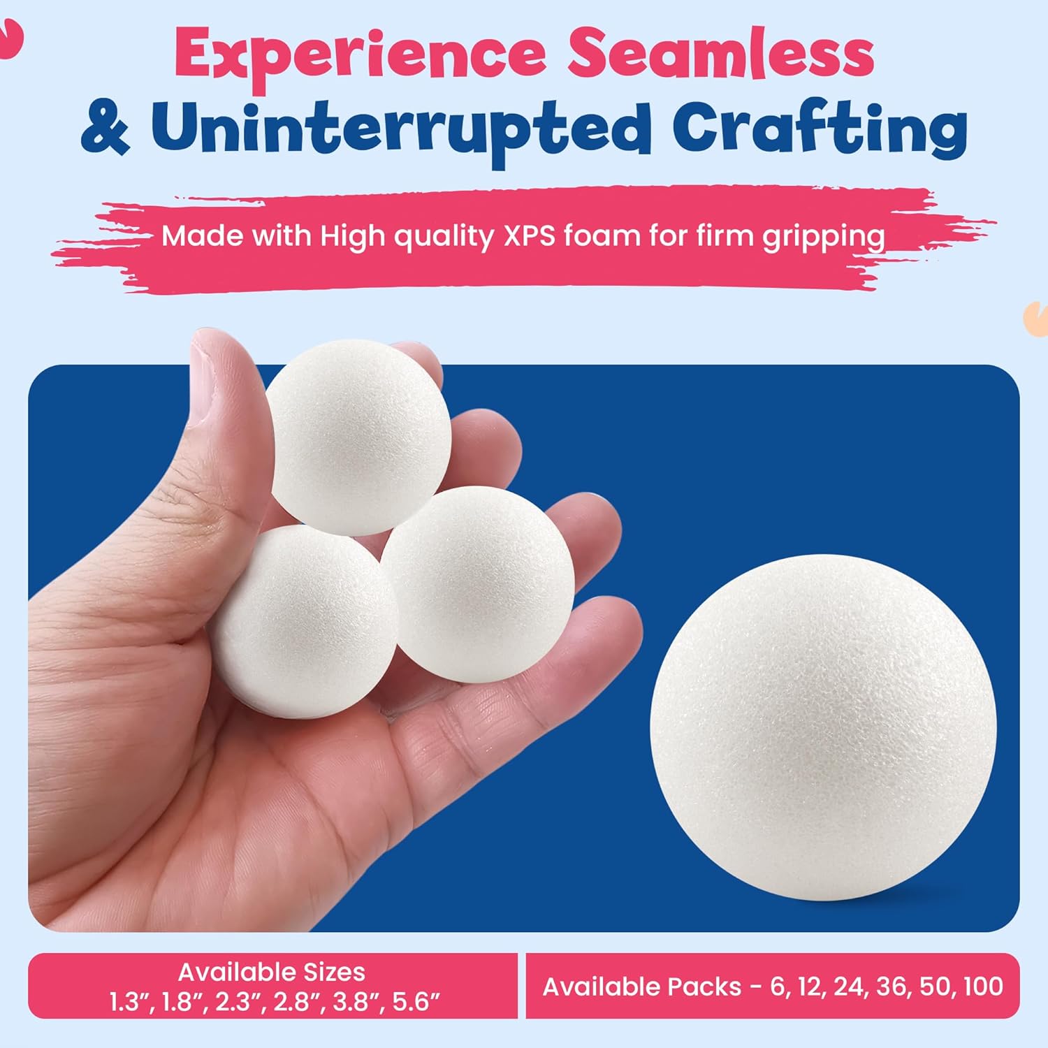 Hygloss Round Foam Balls 24 Pack 23-Inch White Craft Foam Spheres