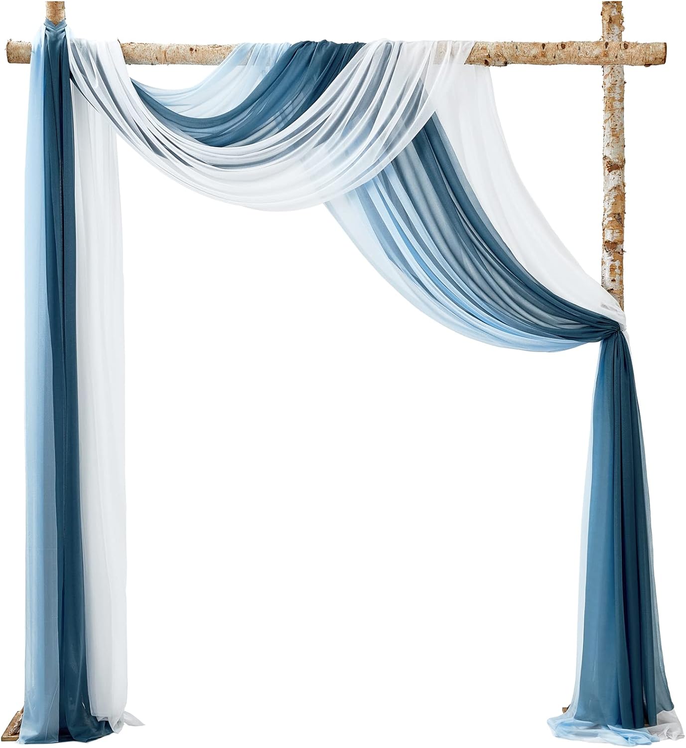 TINGE TIME 3 Panels Gradient Blue Chiffon Wedding Arch Drapes