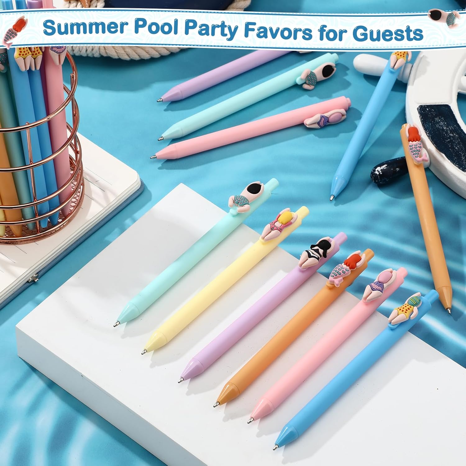 24 Pcs Pool Themed Ballpoint Pens for Summer Party and School Use