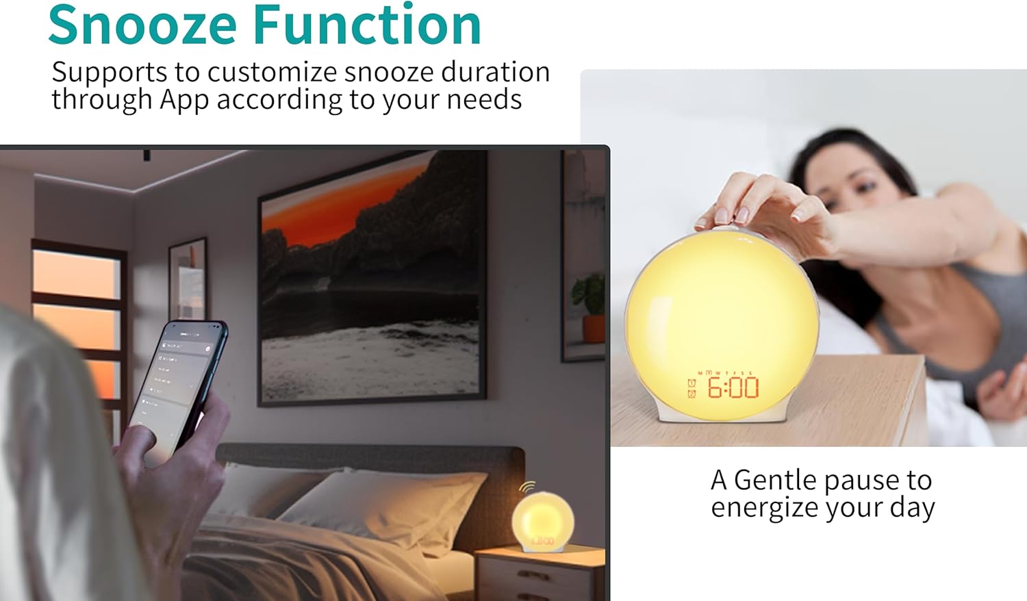 MOMILLA Smart Sunrise Alarm Clock with FM Radio and Sunset Light