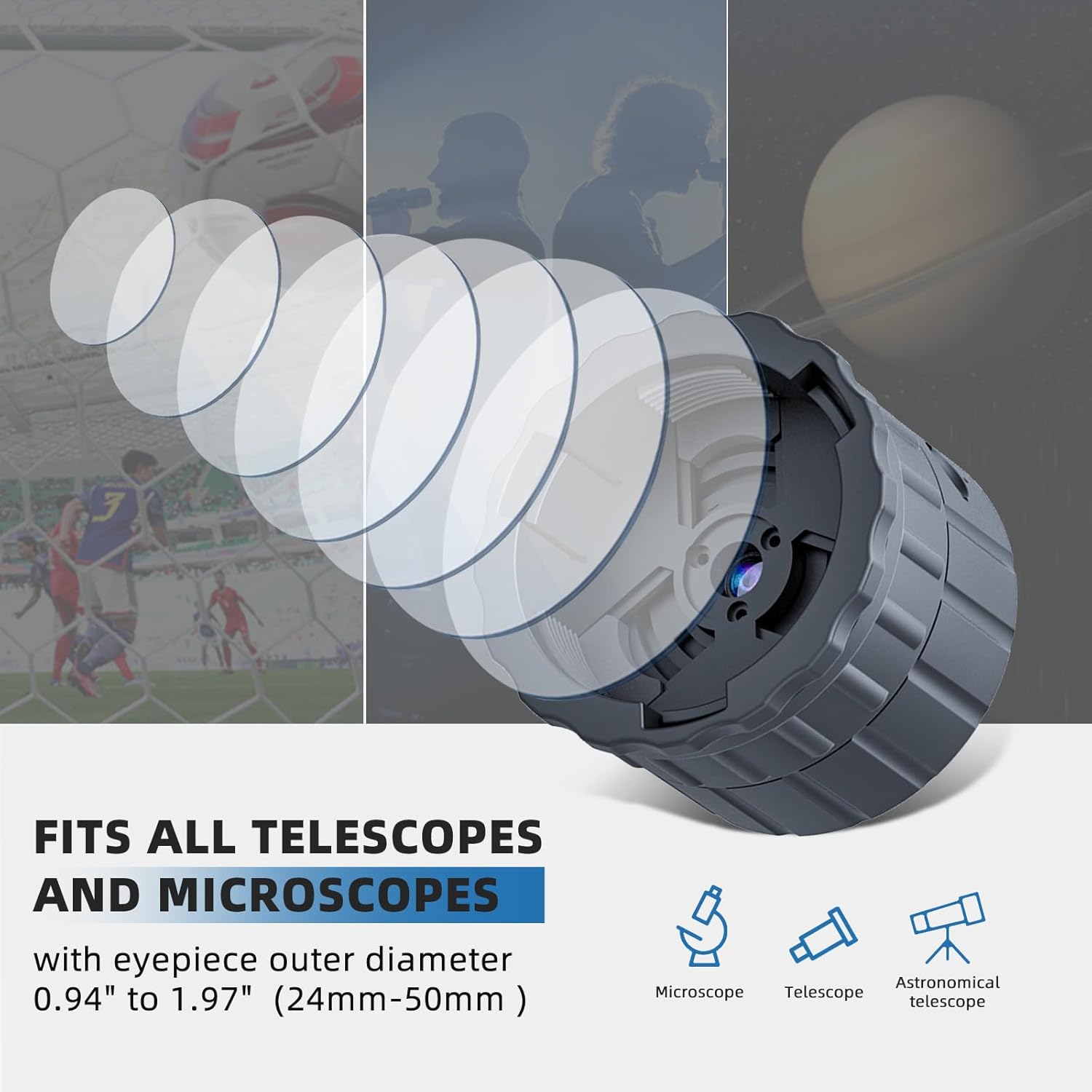 WiFi Eyepiece Camera for 24mm to 50mm Telescopes and Microscopes
