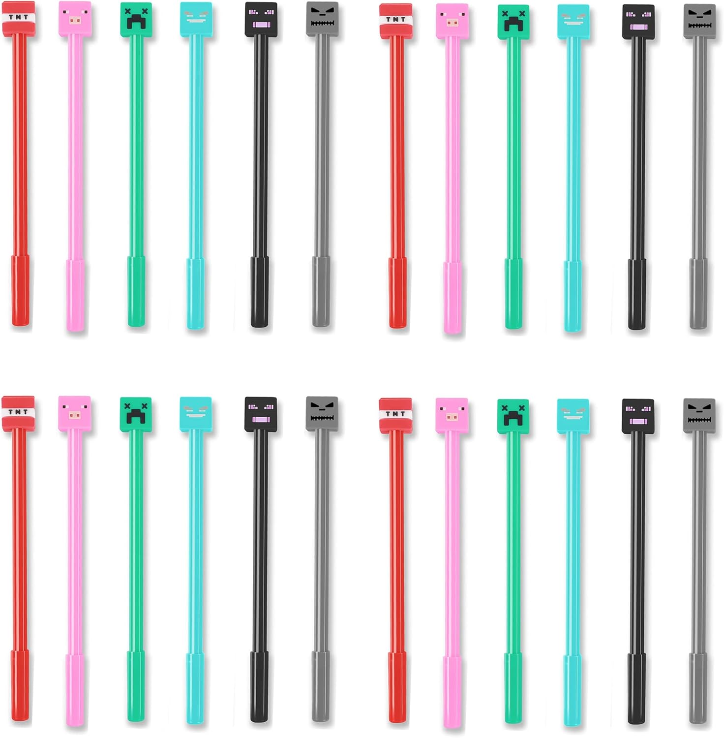 24 Pcs Pixel Miner Themed Gel Pens Party Favors